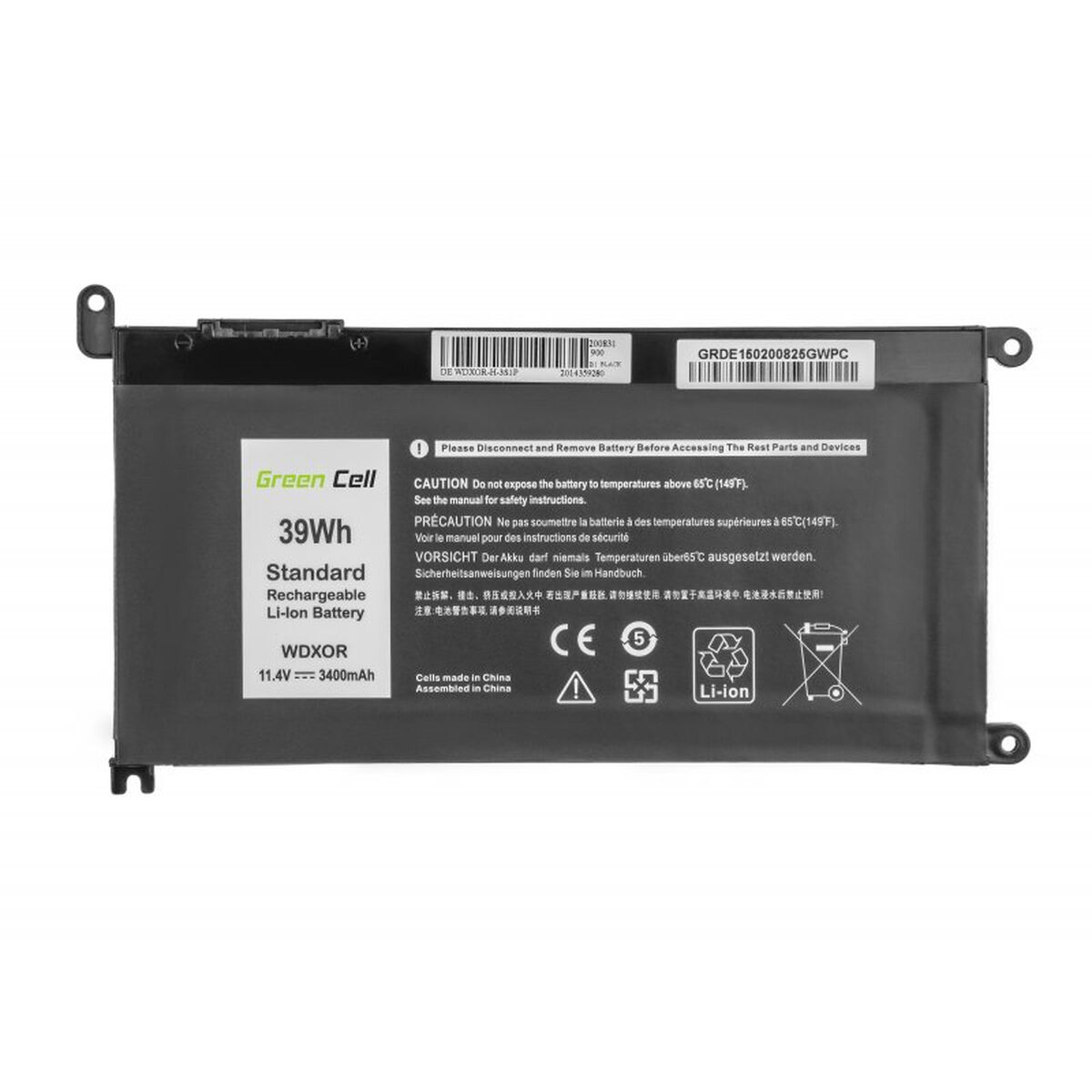 Laptopbatteri Green Cell DE150 Svart 3400 mAh